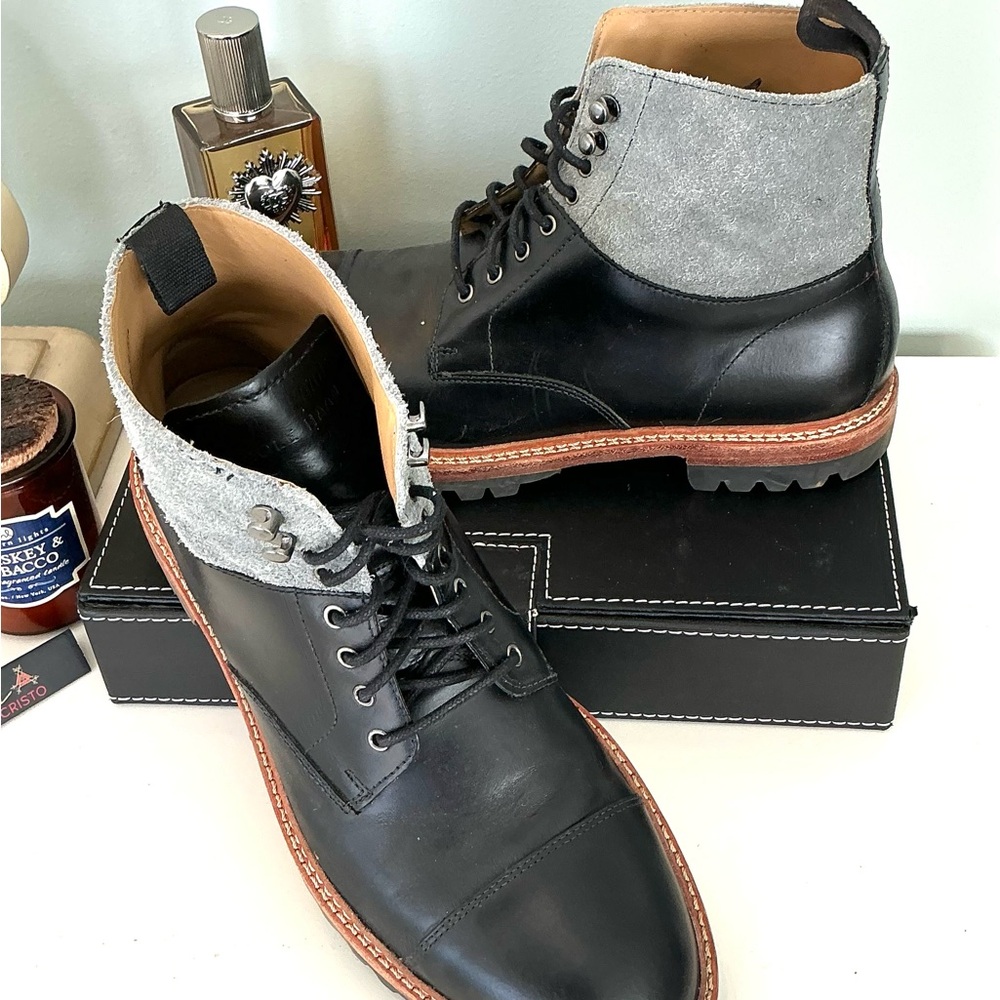 Cole Haan Judson Cap Toe Black and Gray Leather Lace Tie Men’s sz 9 - Picture 3 of 12
